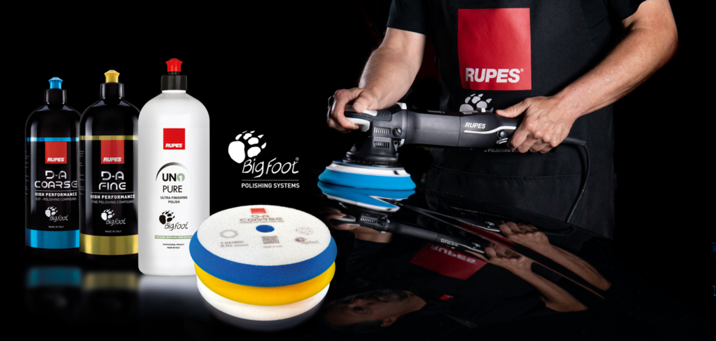 RUPES The Clean Garage New DA System Combo Kit | 4 250ml Bottles | Polish &  Compound| Clean Garage Decal Included